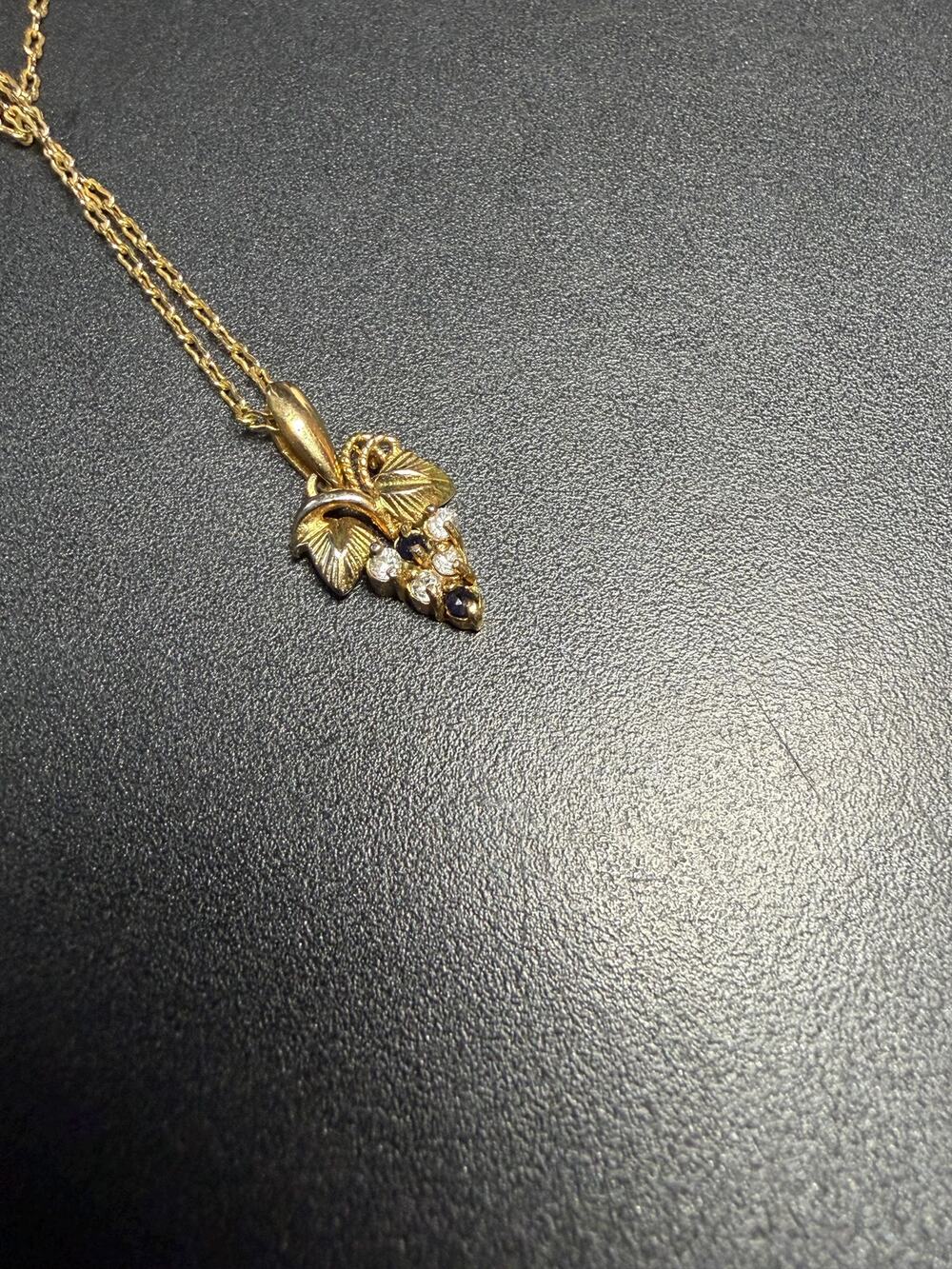 Gold Bunch of Grapes, Diamond/Sapphire Necklace